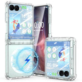 Designed For Samsung Galaxy Z Flip 7 Case Magnetic With Hinge Protection & Built-In Tempered Glass Screen Protector For Flip 7 Shockproof Protective Phone Case Cover (Crystal)