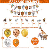 Safari Party Animal Birthday Set β Wild One Banner, Balloons, Cake & Cupcake Toppers Jungle Decor