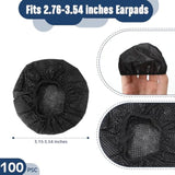 100 Pcs Headphone Ear Covers Disposable Sanitary Non-Woven Earpads Black Stretch Earphone Earcup Protector, M, 8 Cm/ 3.1 Inch