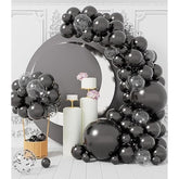 100pcs Black Metallic Balloons Shiny Chrome Latex in Assorted Sizes for Party Decorations