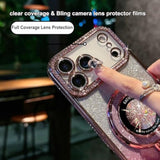 iPhone 17 Pro Max Magnetic Kickstand Case with Bling Glitter Diamond Rhinestone Ring Holder Camera Protector for Women