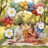 Groovy Daisy Balloon Arch Boho Balloon Garland Kit Pastel Red Blue Green Purple Balloons With Daisy Flower Balloon For For Boho Baby Shower Flower Groovy One Two Birthday Party Decorations