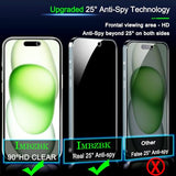 3 Pack Privacy Screen Protector For Iphone 15 Plus Tempered Glass With 3 Camera Lens Protector, Accessories 9H Anti Spy For Apple 15 Plus, 2.5D Curved, Case Friendly, Transparent