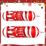 Christmas Decorations Outdoor: 12Pcs Red & White Peppermint Candy Inflatable Christmas Balls, Big And Small Pvc Balls Xm