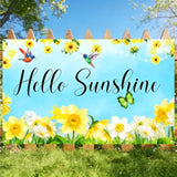Hello Spring Banner - Hello Sunshine & Daffodil Theme - 71X43 Inches Polyester - Spring Banners For Outside - Banner For Lawn, Yard, Patio
