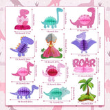 12 Pcs Pink Dinosaur Party Honeycomb Centerpieces Table Decorations Di