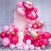 Pink Balloon Garland Kit: Lipstick & Kiss Foil Balloons - Party Decoration