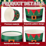 100 Pcs 9 Oz Christmas Snack Treat Disposable Cups 2025 Christmas Ice Cream Paper Cups Santa Belt Bowls For Xmas Party Supplies Decorations Cold Or Hot Soup