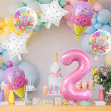Pink Ice Cream Number 2 Balloon Ice Cream Theme Party Decor