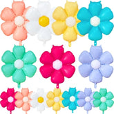 14Pcs Colorful Daisy Balloons, Rainbow Flower Balloons Aluminum Foil Boho Groovy Daisy Party Decorations For Birthday Baby Shower Wedding Party(7Color,Large*7,Small*7)