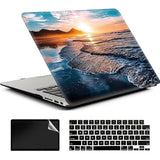 Compatible With Macbook Air 15 Inch Case 2023 M2 A2941, Plastic Hard Shell Case & Keyboard Cover & Screen Protector - Beach Sunset