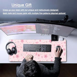 Cherry Blossom Mouse Pad Kawaii Pink Xl Large Extended Gaming Desk Mat Cute Pastel Anime Desk Pad Aesthetics Laptop Keyboard Mouse Mat Women Office Decor Mousepad With Stitched Edges 31.5''X11.8''