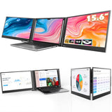 Laptop Screen Extender, 15.6" Triple Portable Monitor With Ultra-Slim Fhd Ips Display, One Cable Usb-C Monitor Extender Compatible With Macos, Windows, Android For 12-16" Laptop (Driver Need)