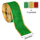3 Rolls Christmas Ribbon 2 Inch Shimmer Ribbons Glitter Gift Wrapping