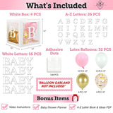 82 Pcs Baby Shower Decorations For Girl - Jumbo Baby Boxes With Letters 4X Baby & A-Z I Transparent Baby Blocks, Balloon Box White Pink Gold Confetti