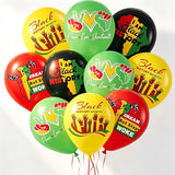 40Pcs Juneteenth/Freedom Day Black History Balloons (Black/Yellow/Red/Green) - African Style Graphics - 10 Each Color, 40 Total Latex Balloons + Accessories