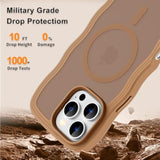Hualele For Iphone 16 Pro Max Case Cute For Women, Compatible With Magsafe, Military Grade Dropproof Translucent Matte Back Curly Wave Edge Slim Girly Phone Case 16 Pro Max Case, Brown