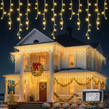 33Ft 360L Led Christmas Icicle Lights Outdoor Waterproof,8 Modes Plug In Curtain String Lights With 60 Drops,Christmas L