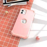For Iphone 11 Case With Screen Protector(Tempered Glass), Hybrid 3 In 1 Shockproof Slim Fit Heavy Duty Protection Hard Pc Cover Soft Silicone Bumper Full Body Case,Rose Gold