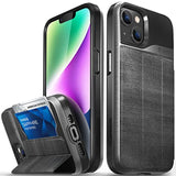VENA vCommute Wallet Case Compatible with Apple iPhone 14 (6.1"-inch), (Military Grade Drop Protection) Flip Leather Cover Card Slot Holder with Kickstand - Black Slate