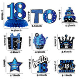 26Pcs 18th Birthday Decorations, Blue & Black Banner, Swirls & Honeycomb Centerpieces
