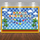 Cartoon Hedgehog Birthday Decor Photo Backdrop & Themed Party Banner