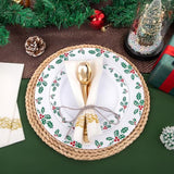 175 Pcs Christmas Plates Set & Holly Berry Plates - Christmas Plates Disposable Include 50 Christmas Plastic Plates,25 Forks, 25 Knives, 25 Spoons, 25 Napkins Ideal For Xmas Party