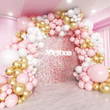 Pink And White Gold Balloon Garland Arch Kit - 144Pcs Girl Birthday Decorations Pink White Metallic Gold Balloons Different Size For Wedding Baby Bridal Shower Engagement Party Decorations