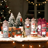 12 Pcs Christmas Wine Bottle Gift Bags With Drawstring, Burlap Wine Gift Bags With 12 Assorted Holiday Designs For Xmas Party Decorations