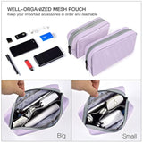 Universal Electronics Accessories Bag Pouch, 2-Pack Portable Soft Carrying Case Bag Wire Cable Organizer For Hard Drive, Power Adapter, Laptop Mouse, Cosmetics Kit, Cell Phone, Small+Big-Purple