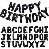 65 Pcs 16 Inch Black Happy Birthday Balloons And 2 Sets A-Z Foil Letters Balloons Diy Personalized Phrase Banner For Birthday Celebration Halloween Thanksgiving Christmas Party Decorations