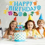 Tropical Birthday Banner–Hawaiian Happy Birthday Banner, Tropical Party Decorations,Cake Topper Decorations– Summer Luau Party Supplies For Kids,Island Adventure Summer Theme