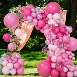 151Pcs Pink Balloons Garland Arch Kit,18In 12In 10In 5In Different Size Hot Pink Metallic Pink Confetti Balloons For Girls Women Wedding,Baby Shower,Princess Birthday Party Decorations