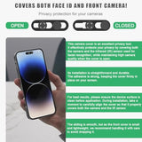 Privacy Cover Compatible for iPhone 15 Pro/15 Pro Max with Front Camera Cover, Protect Privacy and Security, Open/Close Face Recognition Anti-Spy Camera Cover, Easy-Adhesive Design, 2-Pack Black