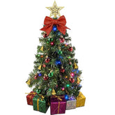Small Christmas Tree With Lights - 23 Inch Mini Tabletop Christmas Tree With Multi-Color Led Lights, Hanging Ornaments, Decorative Bow And Gift Boxes - Prelit Table Tree For Diy Christmas Decoration