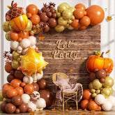 160PCS Fall Balloon Arch Kit with Orange Brown Gold White Balloons for Baby Shower