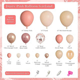 170Pcs Blush Dusty Rose Pink Balloons Garland Arch Kit, Boho Peach Ros