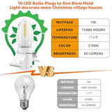 Christmas Village Lights With 10 Led Light Bulb, Snow Village Lights C7 With Clips For Christmas Halloween Cabin, For Ho