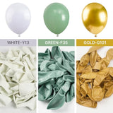 154-Pc Sage Green & Gold Balloon Arch Kit for Parties