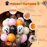 Pink & Orange Halloween Balloon Set: Ghost, Bat, Confetti (60PCS)