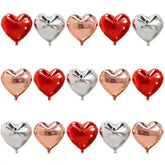 15 Pcs Heart Balloons For Valentines Day, 18 Inch Red Rose Gold Sliver Foil Heart Shaped Balloons For Galentines Day Birthday Baby Shower Bridal Shower Wedding Party Decorations