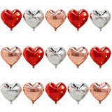 15 Pcs Heart Balloons For Valentines Day, 18 Inch Red Rose Gold Sliver Foil Heart Shaped Balloons For Galentines Day Birthday Baby Shower Bridal Shower Wedding Party Decorations