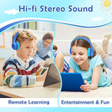 Bluetooth Kids Headphones Fit For Aged 3-21, Colorful Led Lights Comfort Wireless Headphones With Microphone 94Db Volume Limited For School//Pc/Tv/Cellphones, Wired & Tf Card Mode,Blue