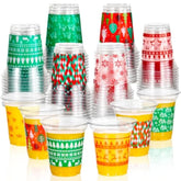 72 Pack Christmas Cups Disposable -14Oz Holiday Plastic Cups For Xmas Holiday Christmas Party Decorations