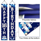 Blue & Silver 16th Birthday Banner: Sweet Sixteen Party Decor