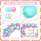 134PCS Two Sweet Donut 2nd Birthday Decorations with Balloons, Banner & Tableware