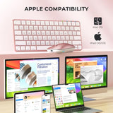 MEETION Wireless Bluetooth Keyboard and Mouse for Mac, Multi Device Quiet Slim Rechargeable Low Profile Apple Layout Magic Keyboard Mouse for iPad, iPhone, iMac, MacBook Air/Pro, for Mac/iPadOS RoseG