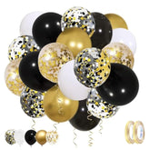 62Pcs Colorful Confetti Balloons Kit Blingbling Balloon- 12 Inches Black Gold White Confetti Party Balloons For Birthday Baby Shower Graduation Wedding Cocktail Party Decoration Supplies