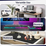 Desk Mat -Computer Desk Mat With Non Slip Suede Bottom With Stitched Edges- Waterproof - Leather Desk Pad Pu Desk Cover For Home, Mouse, Makeup Mat For Vanity (Grey, 36 X 18)