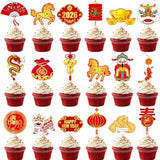 48pc Happy Chinese New Year Cupcake Toppers Year of the Horse Lunar Party